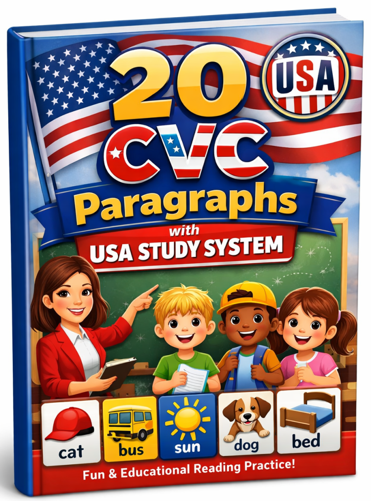 20 CVC Paragraphs with USA Study System